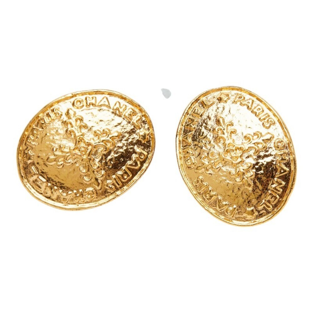 Chanel Vintage Logo Earrings, Gold Plated, Women's CHANEL